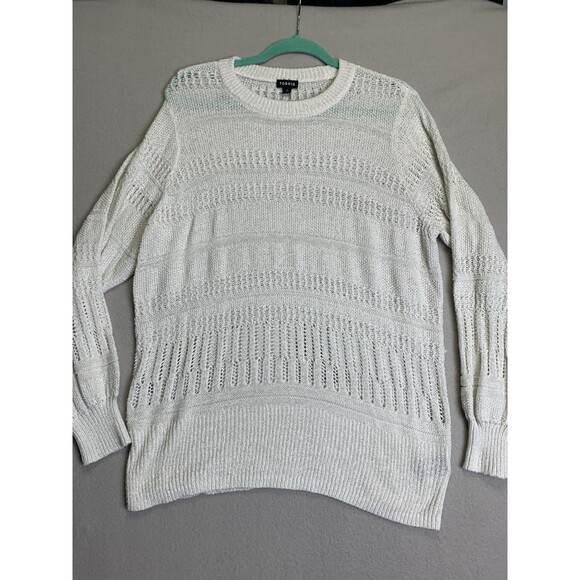 Torrid Pointelle Sweater Womans  Size 2 White Open Knit Cardigan Career Office - Picture 1 of 7
